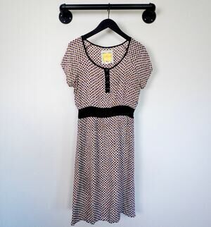 Bella Bird Vintage Geometric Cottagecore Indiesleaze Cotton Henley Dress M